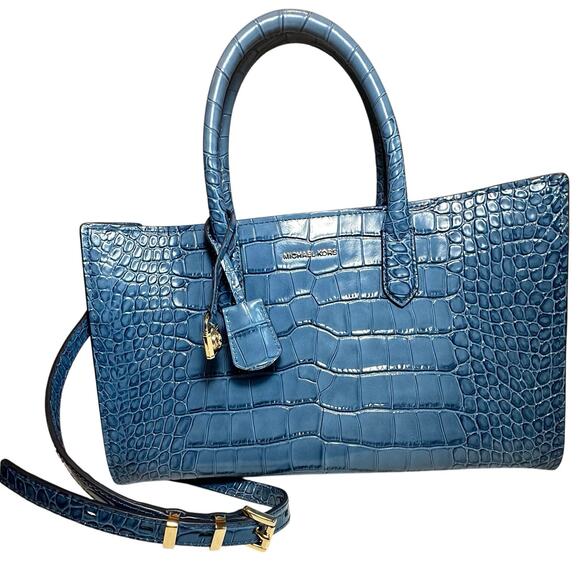 NWT Michael Kors Medium East West Satchel Crocodile Embossed Leather Purse - Picture 4 of 16